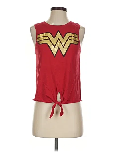 Pre-owned Dc Comics Tank Top Red Strapless Neckline Tops