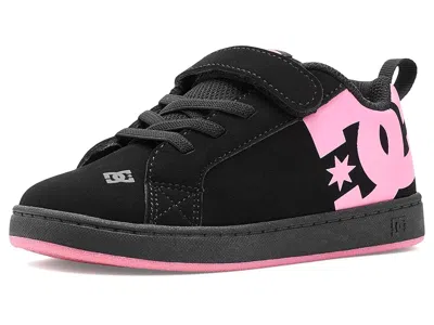 Dc Kids' Court Graffik Elastic (toddler) Girls Shoes Black/pink : 9 Toddler M, Leather In Multi