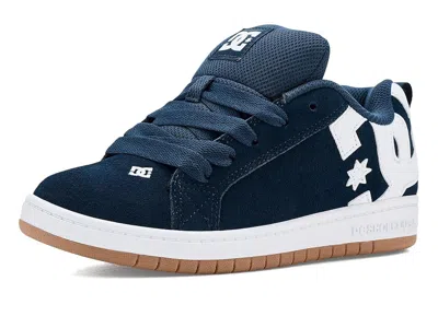Dc Court Graffik Se (little Kid/big Kid) Kid's Shoes Blue/white : 2 Little Kid M, Suede In Multi
