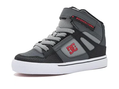 Dc Pure Hi Top Ev (little Kid/big Kid) Kid's Shoes Grey/black/red : 10.5 Little Kid M, Leather