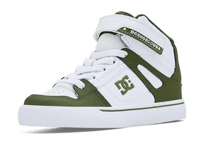 Dc Pure Hi Top Ev (little Kid/big Kid) Kid's Shoes White/olive : 10.5 Little Kid M, Leather