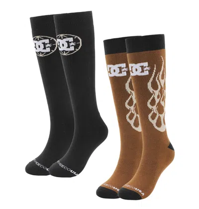 Dc Shoes Performance Sock 2-pack In Black/brown