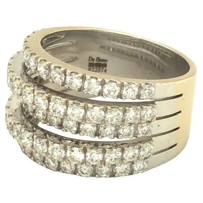 Pre-owned De Beers 1.75 Carat Five Line Diamond Band Ring 18k White Gold