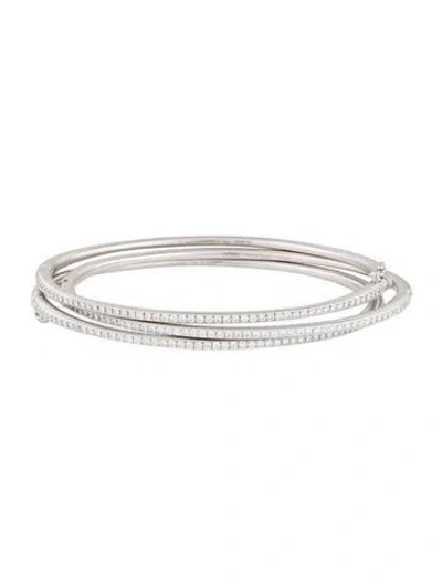 Pre-owned De Beers 18k 1.92ctw Diamond Classic Bangle Bracelet Set, 6.75" In Multi