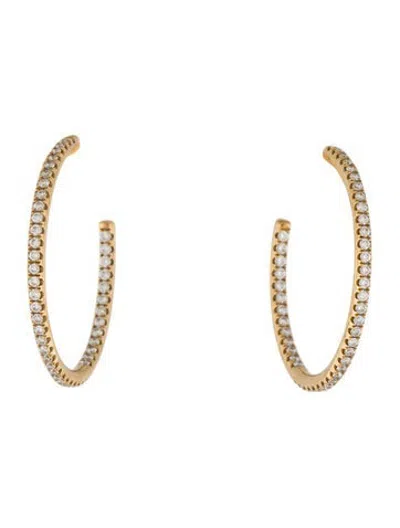 Pre-owned De Beers 18k Diamond Db Classic Hoop Earrings In Multicolor
