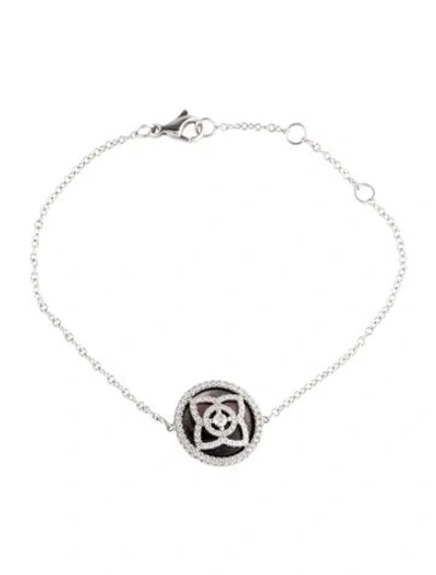 Pre-owned De Beers 18k Mother Of Pearl & Diamond Enhanced Lotus Station Bracelet, 6.75" In Multi