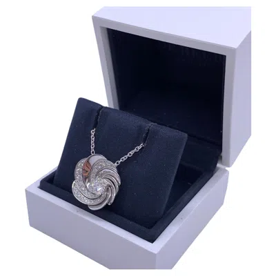 Pre-owned De Beers 18k White Gold Aria 0.51ct Diamond Swirl Pendant Necklace