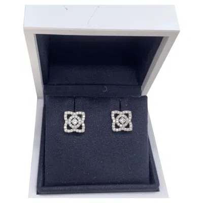 Pre-owned De Beers 18k White Gold Enchanted Lotus Diamond Stud Earrings