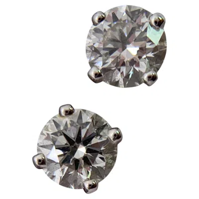 Pre-owned De Beers Db Classic Diamond Stud Earrings Platinum Solitaire In Multiple