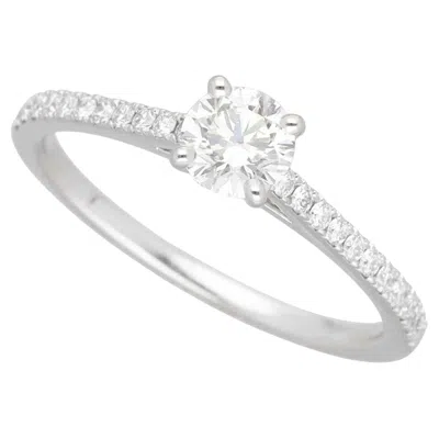 Pre-owned De Beers Db Classic Pave Solitaire Diamond Ring, Pt950, 0.40ct G-vs1 In Multi