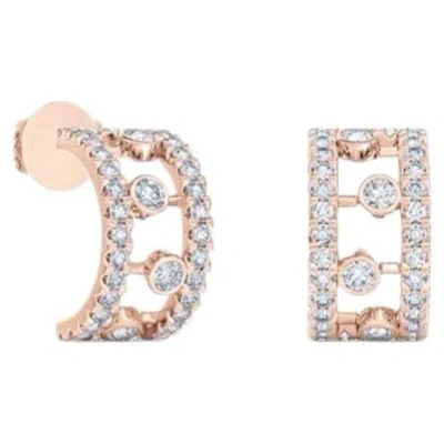 Pre-owned De Beers Dewdrop 18k Rose Gold Diamond Hoop Earrings In Red