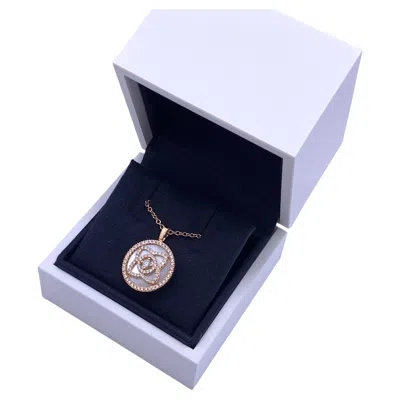 Pre-owned De Beers Enchanted Lotus 18k Rose Gold Diamond And Mother Of Pearl Pendant Neckl In Red