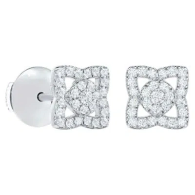 Pre-owned De Beers Enchanted Lotus 18k White Gold Full Pavé Diamond Stud Earrings