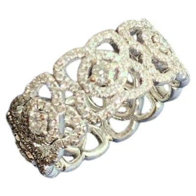 Pre-owned De Beers Enchanted Lotus Full Diamond Ring, 18k White Gold, Size 51
