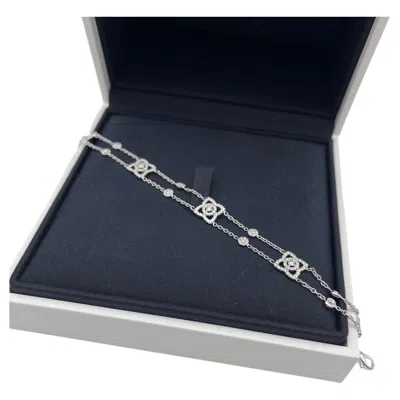 Pre-owned De Beers Enchanted Lotus Triple Lotus Bracelet, 18k White Gold Pave Diamonds