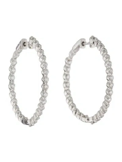 Pre-owned De Beers Forevermark 18k Diamond 1.75ctw Inside Out Hoop Earrings In Multi