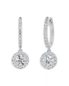 De Beers Forevermark Center Of My Universe Diamond Pave Huggie Hoop Halo Diamond Drop Earrings In 18k White Gold, 1.40 Ct In White