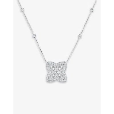 De Beers Jewellers Womens Enchanted Lotus 18ct White-gold And 1.35ct Diamond Pendant Necklace