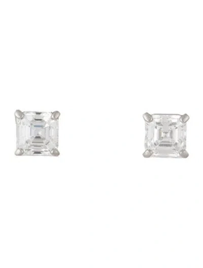Pre-owned De Beers Platinum 3.87ctw Diamond Stud Earrings In Multi