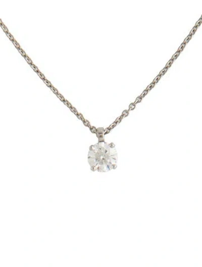 Pre-owned De Beers Platinum Diamond Classic Pendant Necklace, 16.5" In Multicolor
