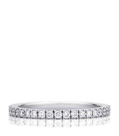 De Beers Platinum Half Pavé Diamond Classic Band In Silver