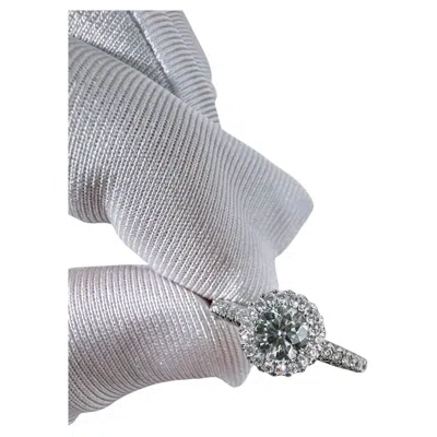 Pre-owned De Beers Platinum Round Brilliant Diamond Halo Ring In Multiple