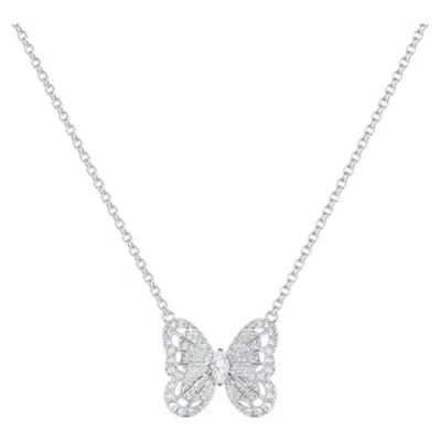 Pre-owned De Beers Portraits Of Nature Butterfly 18k White-gold Full-pavé Diamond Necklace In Multi