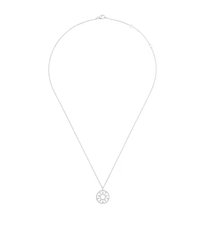 De Beers White Gold And Diamond Dewdrop Medallion Necklace In Metallic