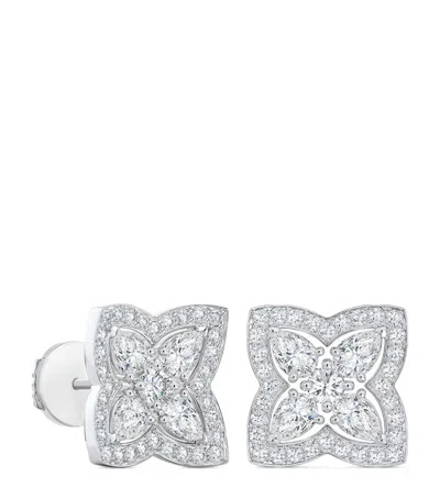 De Beers White Gold And Diamond Enchanted Lotus Stud Earrings In Metallic