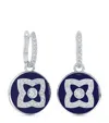 DE BEERS WHITE GOLD, DIAMOND AND ENAMEL ENCHANTED LOTUS EARRINGS