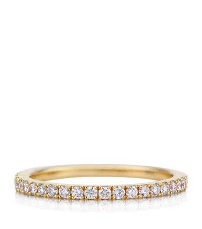 De Beers Yellow Gold Half Pavé Diamond Classic Band