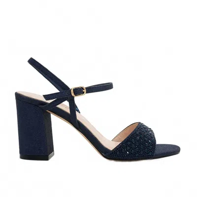 De Blossom Collection Women's Benna Block Heel Sandal In Navy In Multi