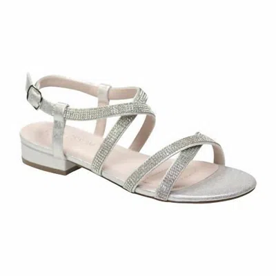 De Blossom Collection Women's Cross Strappy Flat Sandals In Silver