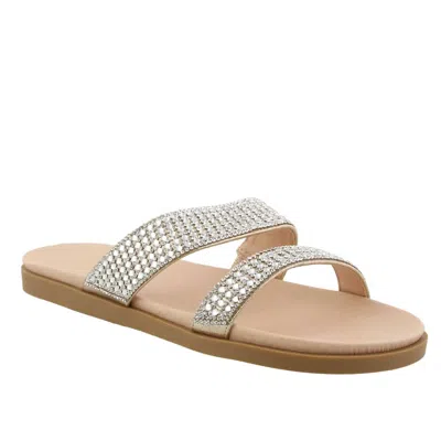 De Blossom Collection Women's Doreen Sandal In Nude/rhinestone In Gray