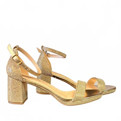 De Blossom Collection Women's Nelly Platform Heels In Gold Rhinestone In Multi
