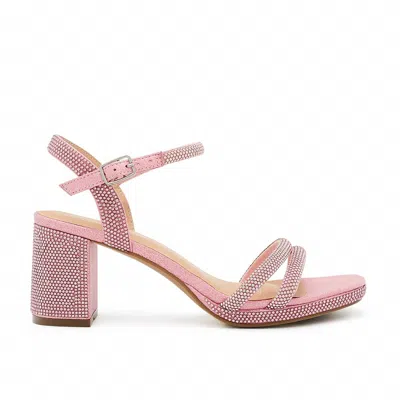 De Blossom Collection Women's Nelly Platform Heels In Pink Rhinestone In Multi