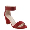 De Blossom Collection Women's Nicky Velcro Strap Heeled Sandals In Red In Red