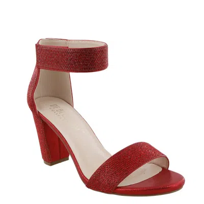 De Blossom Collection Women's Nicky Velcro Strap Heeled Sandals In Red