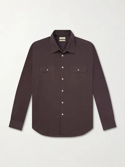 De Bonne Facture Artist Cotton Shirt In Burgundy