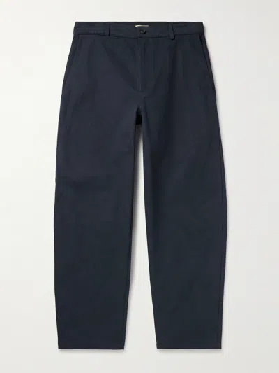 De Bonne Facture Balloon Barrel-leg Cotton-drill Trousers In Blue