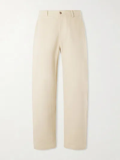 De Bonne Facture Balloon Tapered Cotton-drill Trousers In Neutral
