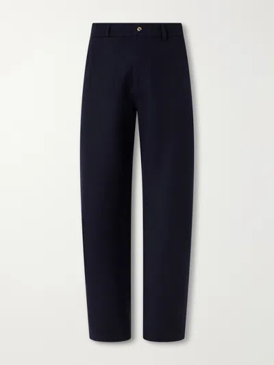 De Bonne Facture Balloon Wide-leg Wool And Cotton-blend Trousers In Blue