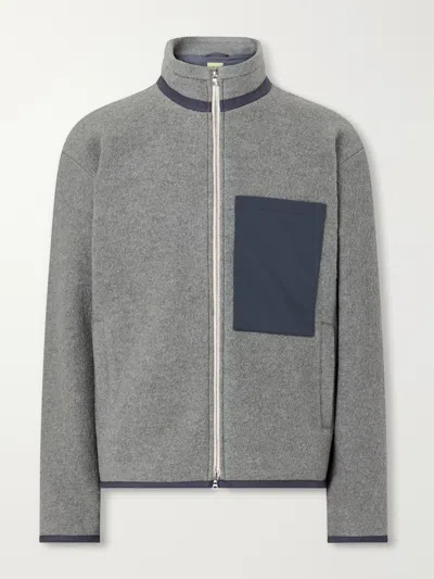 De Bonne Facture Bookstore Cotton-trimmed Virgin Wool Jacket In Gray