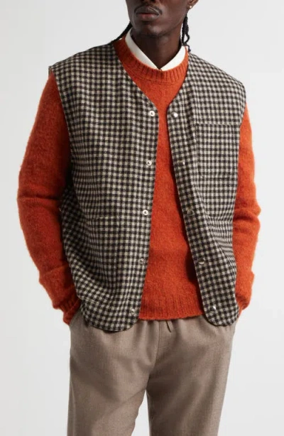 De Bonne Facture Camargue Check Wool Sonsie Tweed Vest In Undyed Check