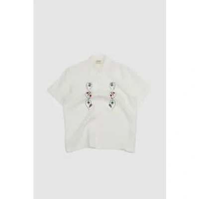 De Bonne Facture Camp Collar Embroidered Shirt Off White