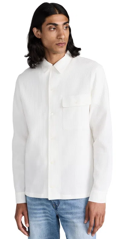 De Bonne Facture Cotton Linen Camp Collar Shirt Off White