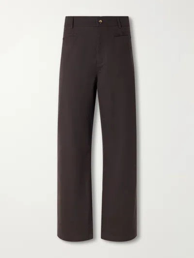 De Bonne Facture Gardian Straight-leg Cotton-twill Trousers In Brown