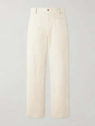 De Bonne Facture Gardian Wide-leg Cotton-corduroy Trousers In Metallic