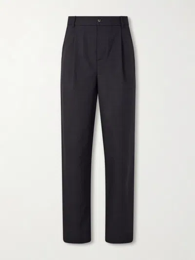 De Bonne Facture Grandad Straight-leg Wool Trousers In Black