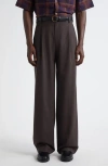 De Bonne Facture Wide-leg Pleated Super 130s Wool Trousers In Bark Brown